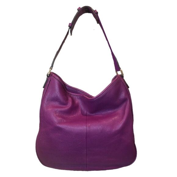 TORY BURCH Amanda Hobo Purple Tumbled Leather Front Pocket Oversized Bag - Picture 3 of 17